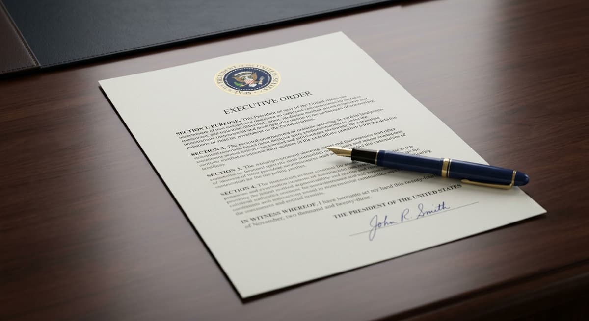 Wyoming executive order seal representing federal AI policy and the RISE Act