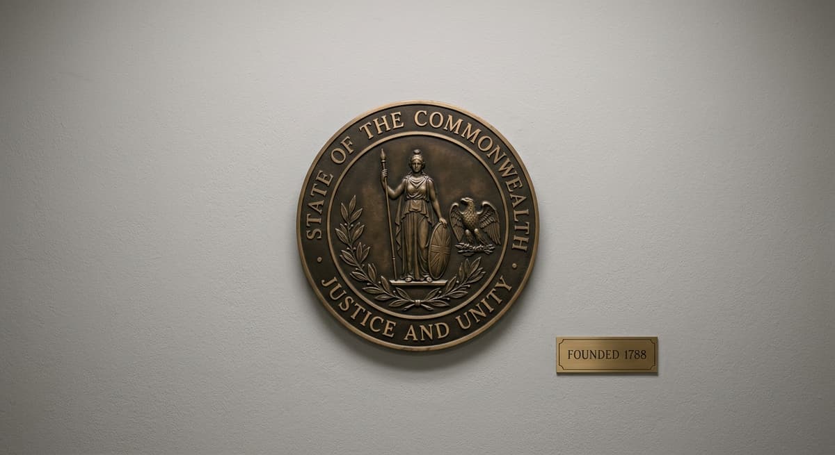 state seal or government emblem on a wall