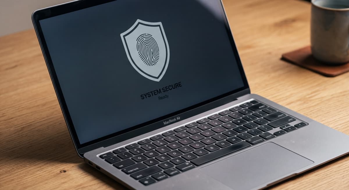 Laptop shield representing Ohio biometric data protection status