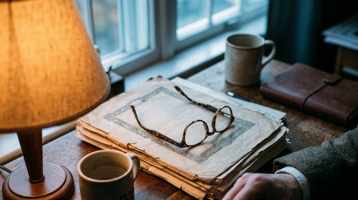 California birth certificate: a pair of reading glasses resting on a blurred printed document with a decorative border