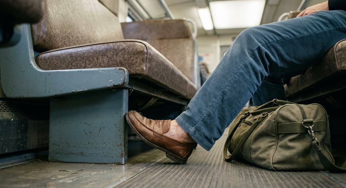 a reclining foot extended at the base of a rear-facing seat