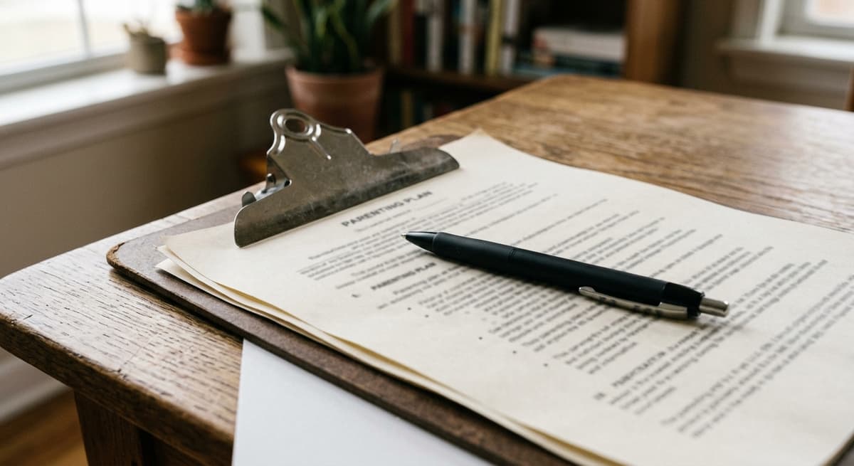 A custody parenting plan between two homes