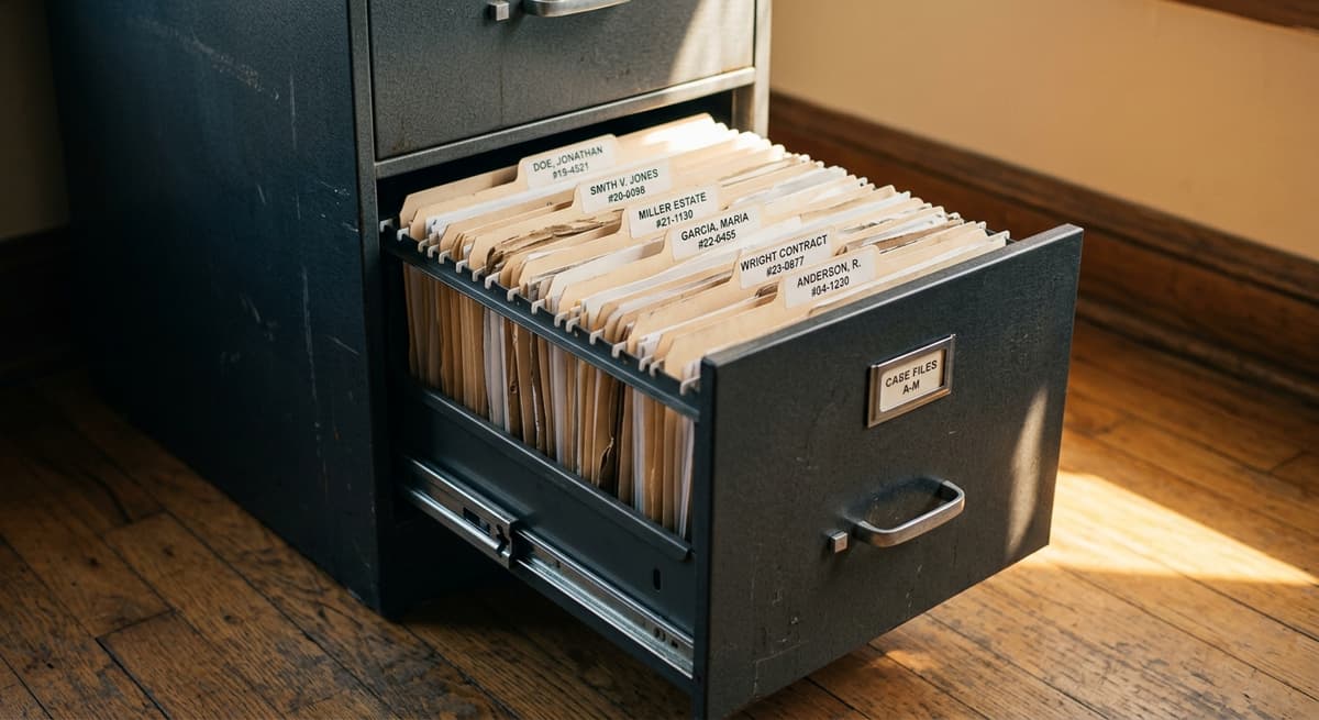 Archivero de Estados Unidos con carpetas legales organizadas