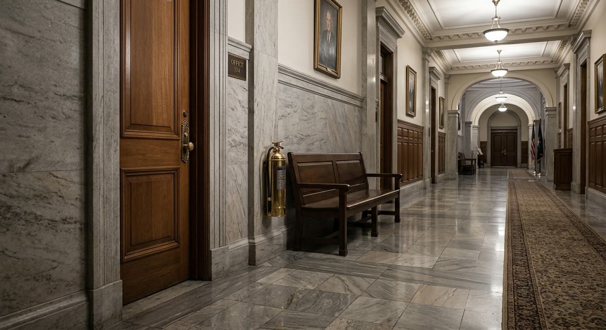 Ontario official government building hallway with marble floors