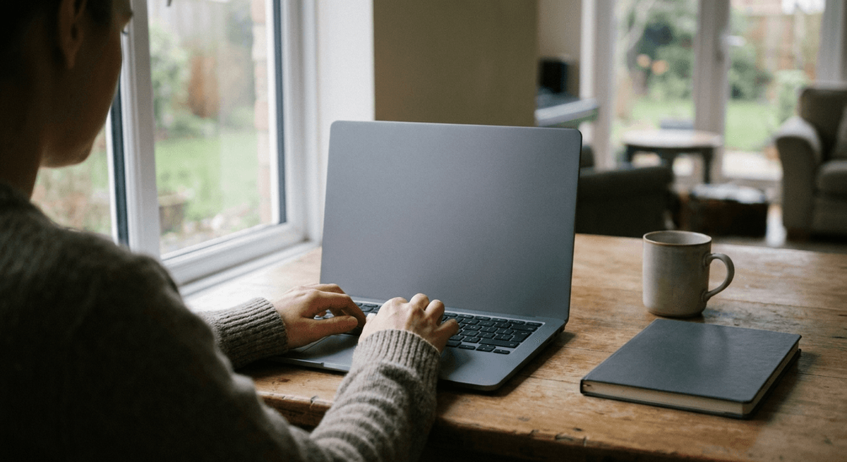 un écran d'ordinateur affichant une lueur abstraite et floutée de page web, sans texte lisible