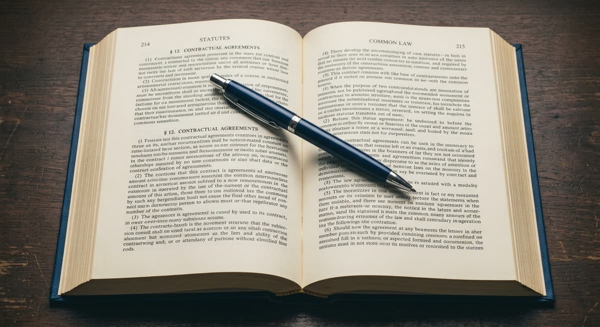 Maryland pen resting on an open legal statute book
