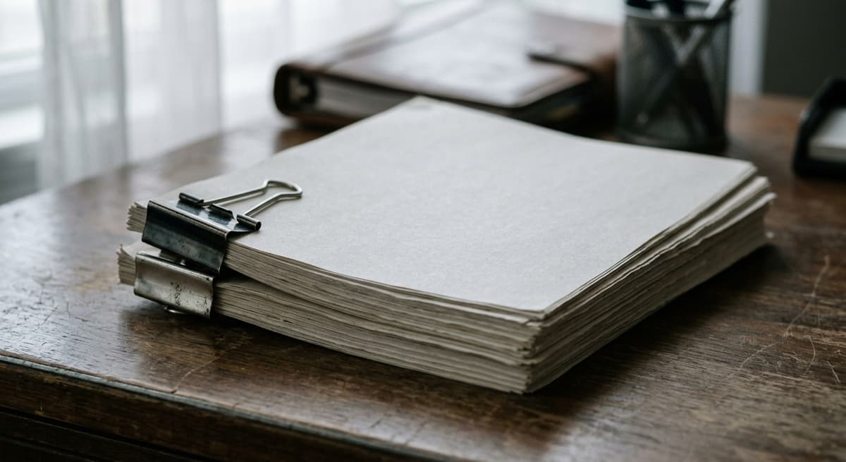 stack of court documents held together with a binder clip