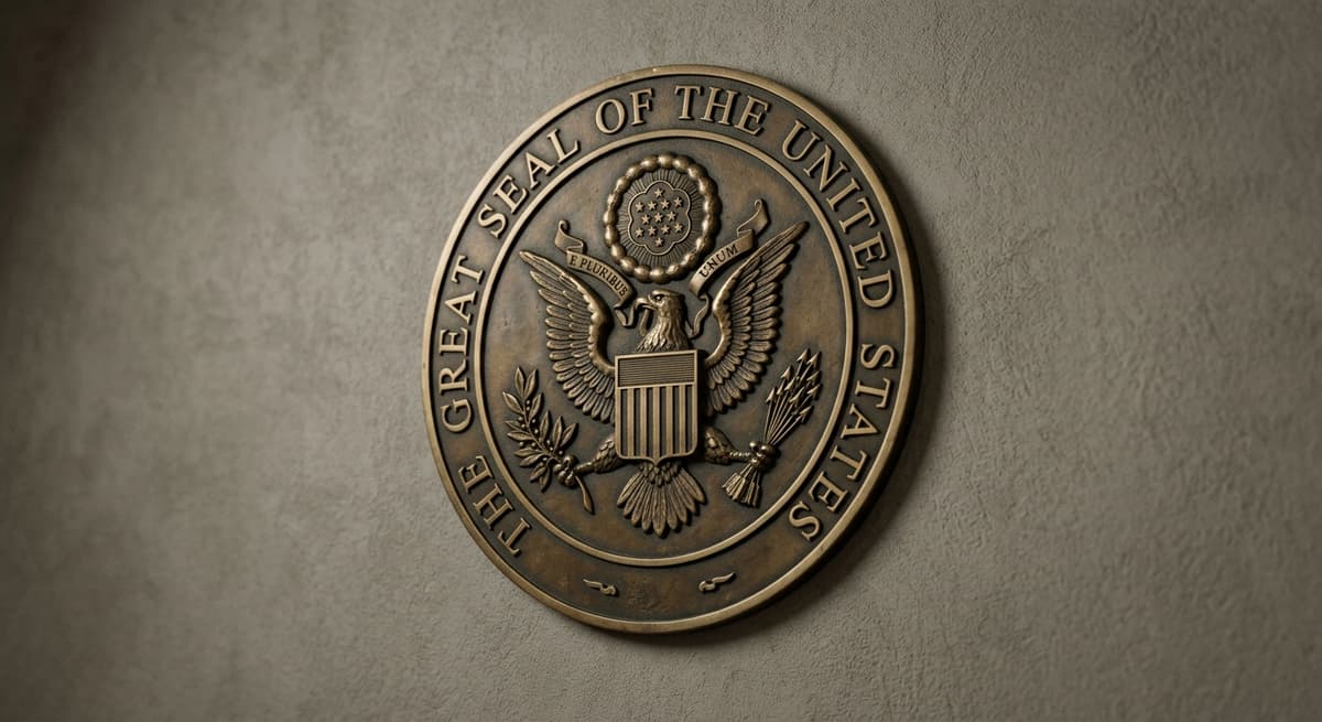 general legal: state seal or government emblem on a wall