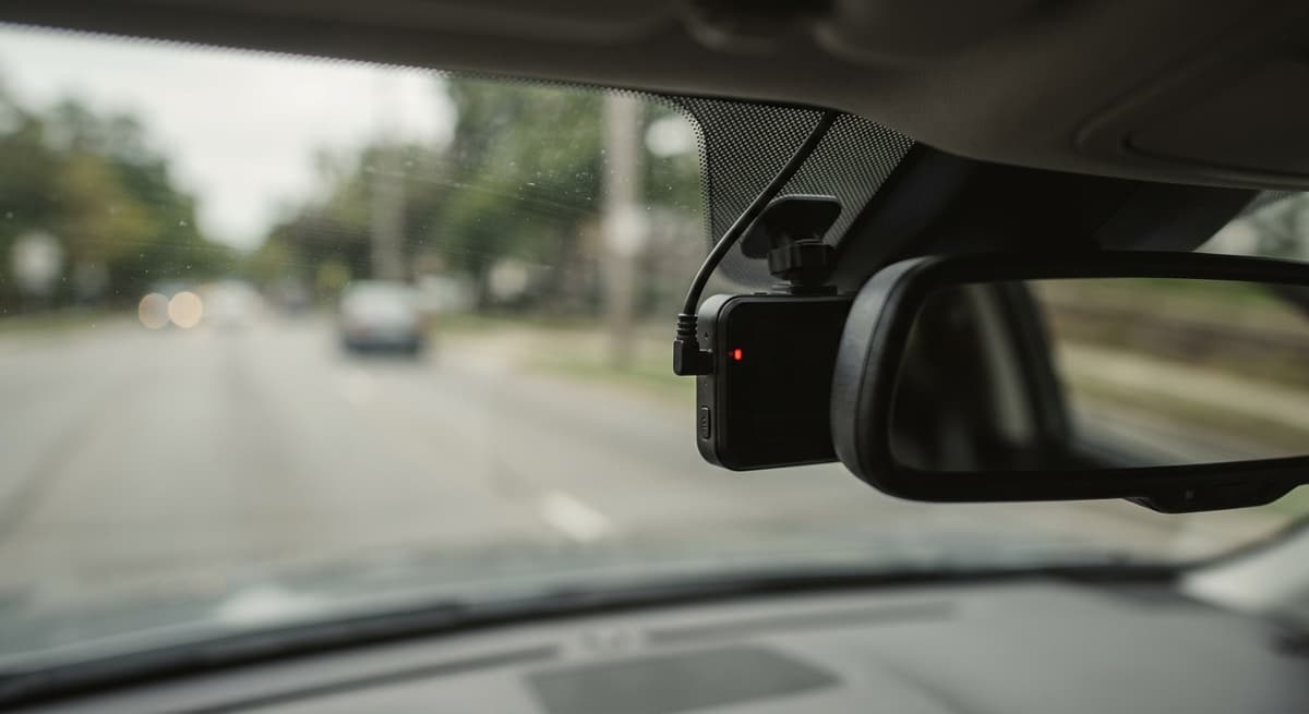 Dashcam footage of a vehicle leaving the scene of a crash