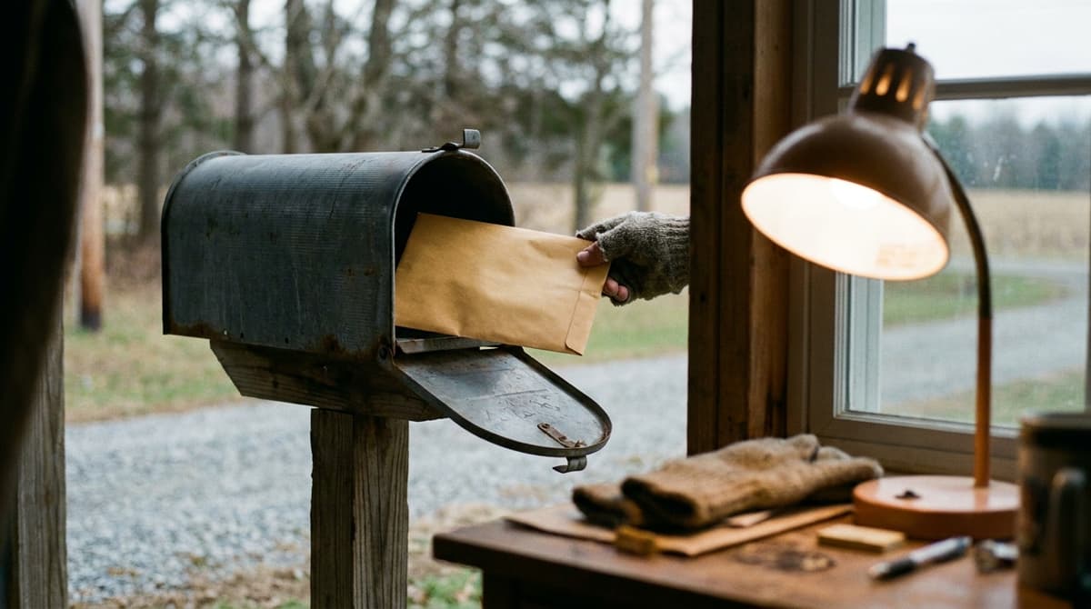 Minnesota jury duty: hand placing a sealed envelope in a mailbox