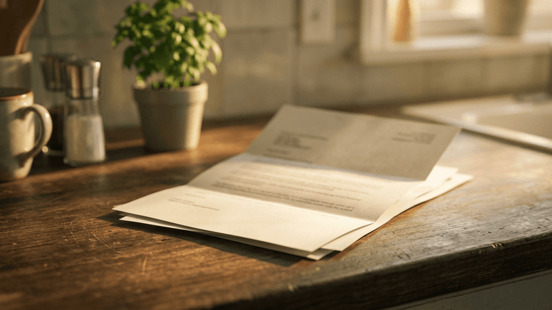 Virginia apartment lease renewal notice document on a kitchen counter