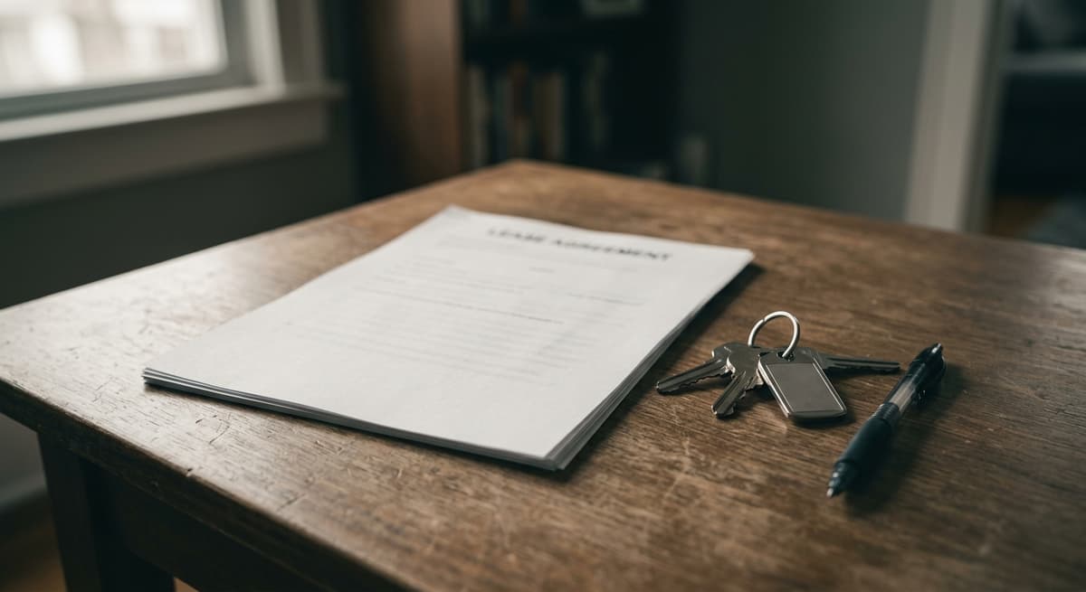 A residential lease agreement on a desk
