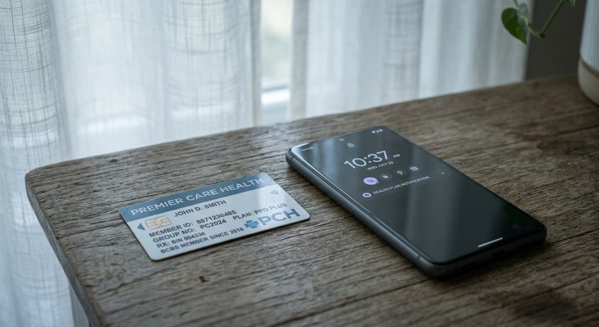 Nevada health insurance card lying on a desk beside a smartphone