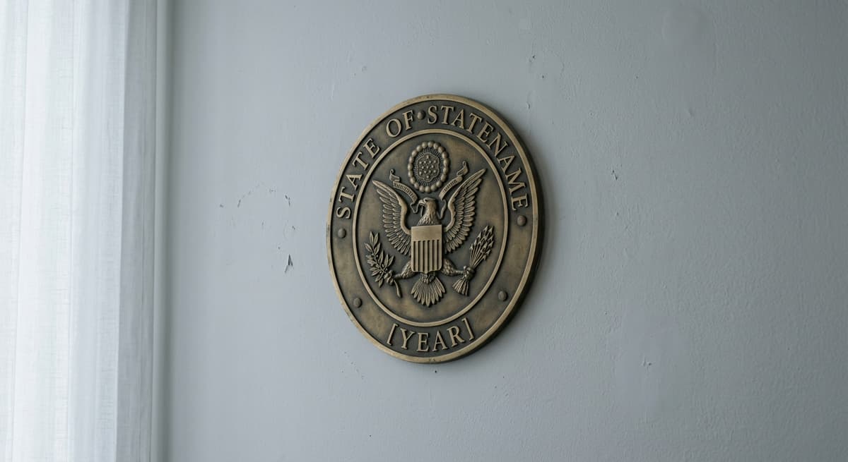 state seal or government emblem on a wall