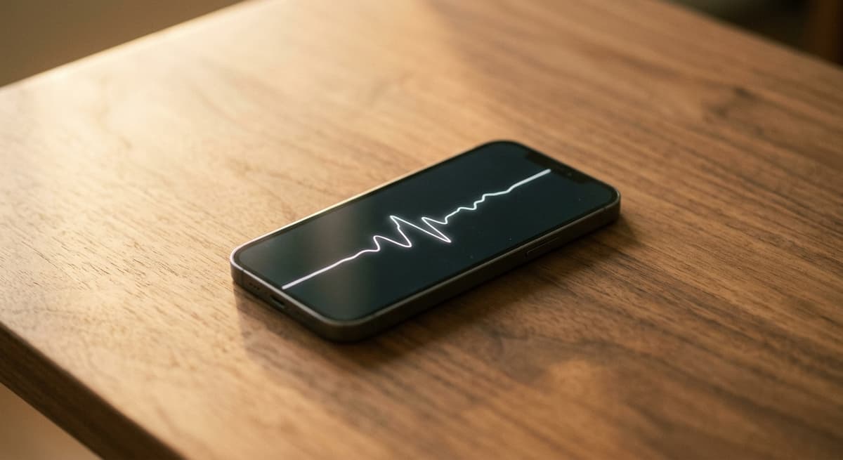 One-party consent: smartphone showing audio waveform on wooden surface