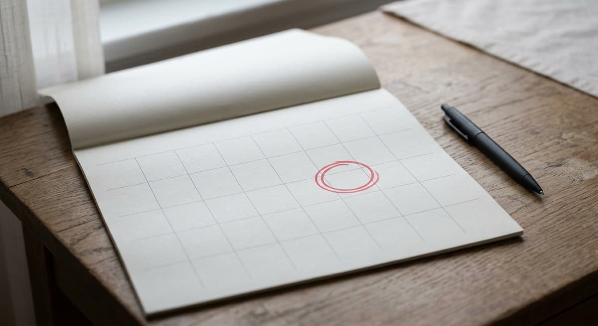 Illinois una hoja de calendario de pared con una fecha marcada en circulo con marcador rojo, apoyada sobre un escritorio junto a un boligrafo