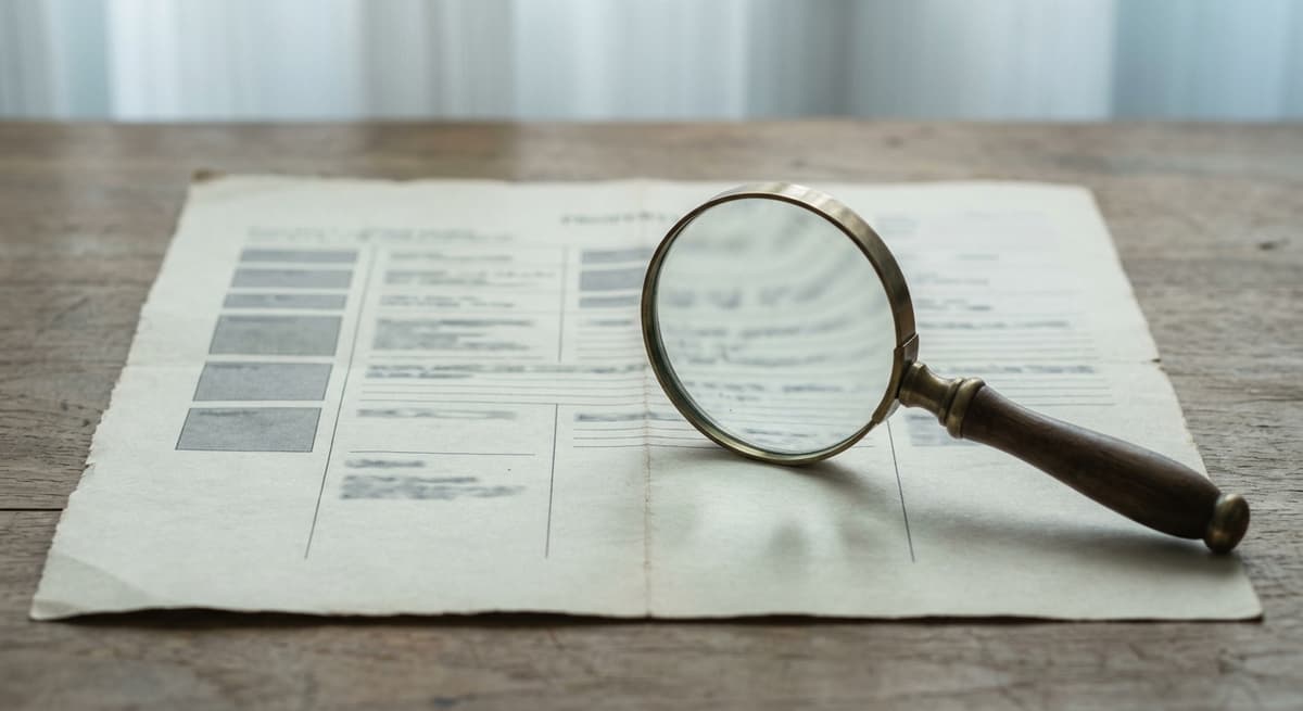 Colorado una lupa apoyada sobre un documento impreso del registro de propiedad del condado