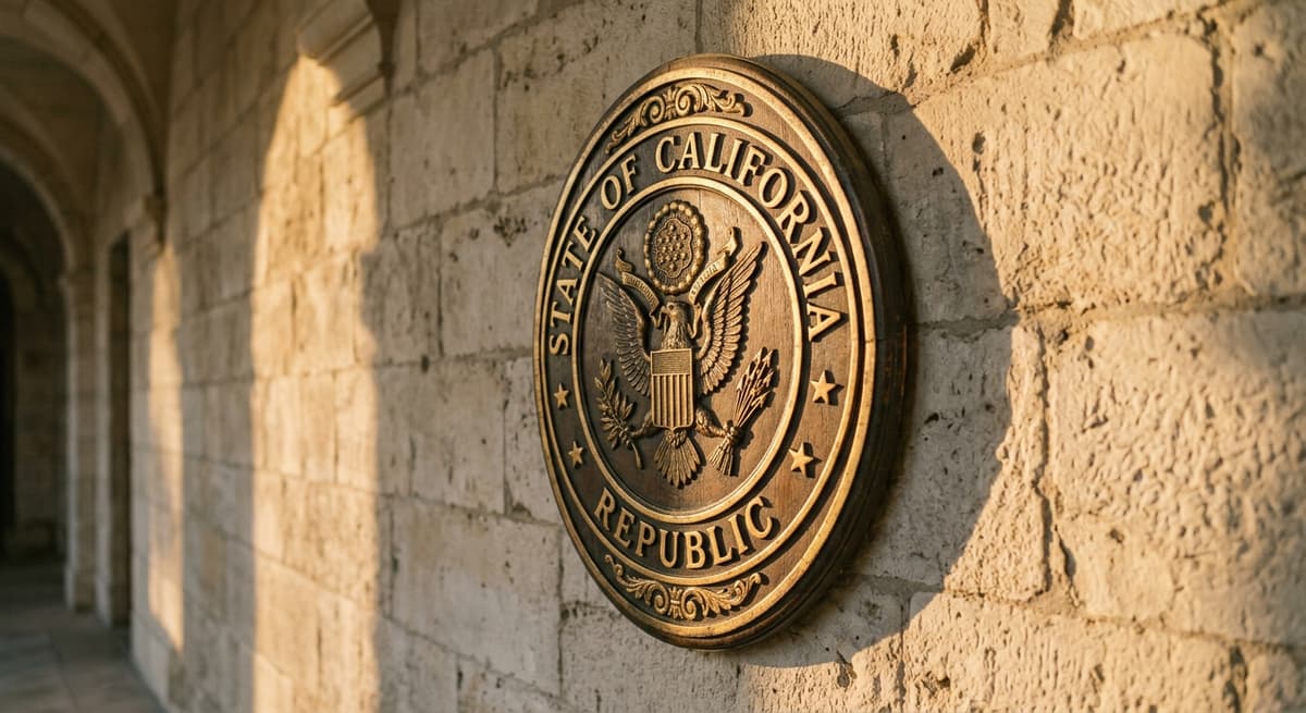 state seal or government emblem on a wall
