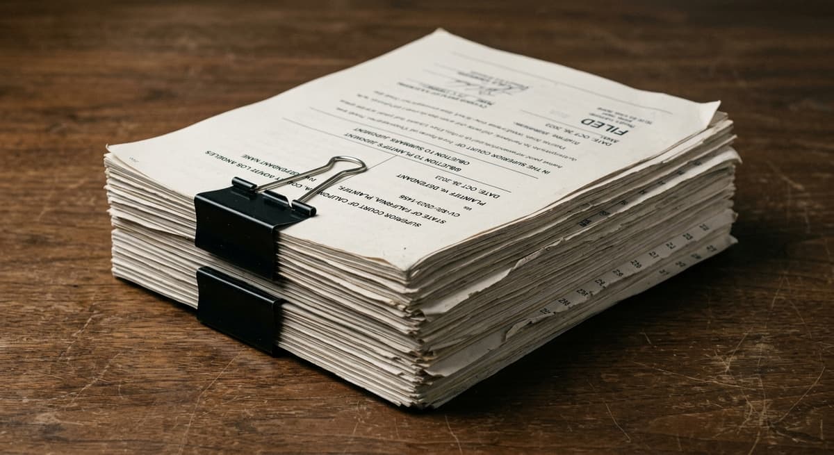 Illinois stack of court documents held together with a binder clip