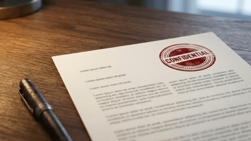 Virginia legal document with a red confidential stamp on a wooden desk surface