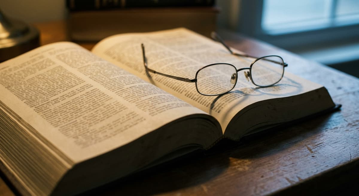 un libro de leyes abierto en una página densa de estatutos con lentes de lectura