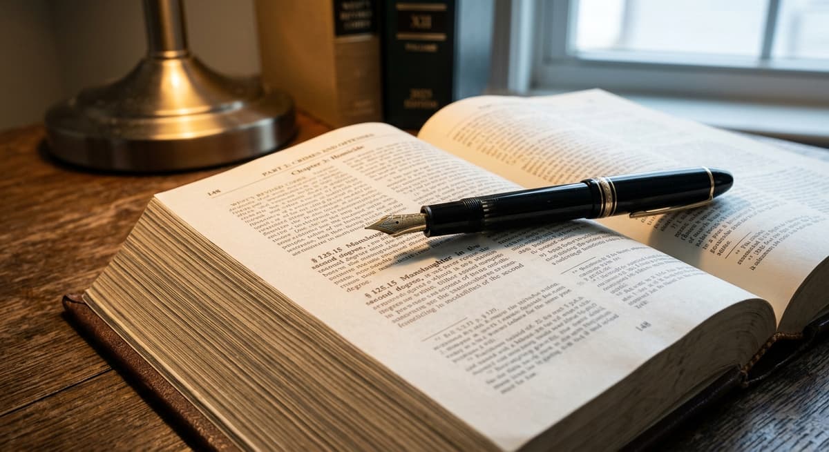 Georgia pen resting on an open legal statute book