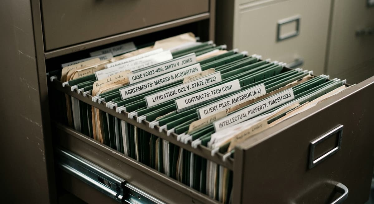 Alaska filing cabinet with organized legal folders