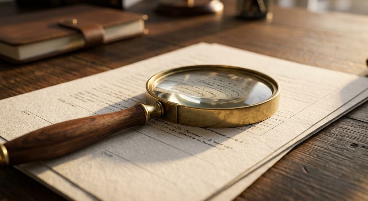 una lupa sobre un documento legal impreso en un escritorio