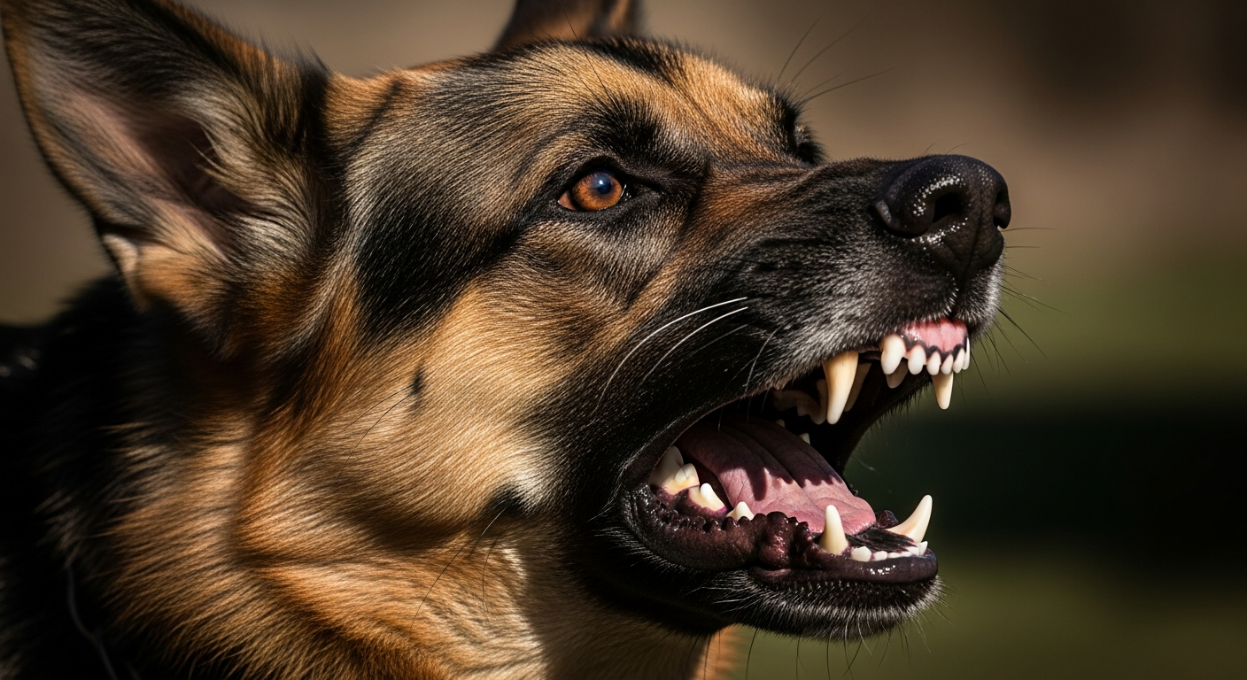 Aggressive dog barking, representing dog bite liability situations