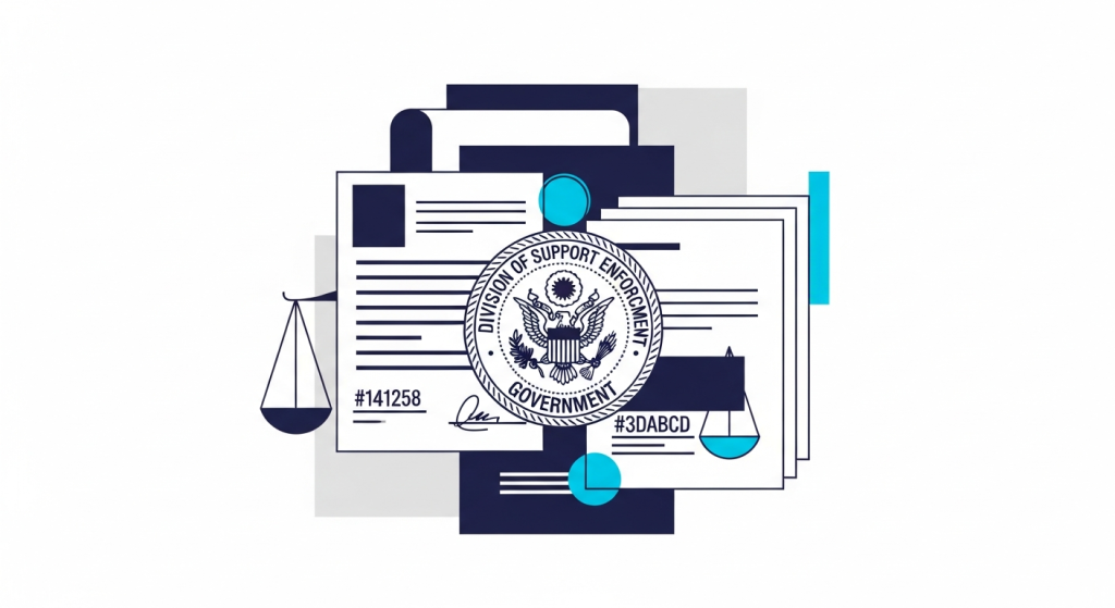 Professional illustration showing child support enforcement in Maine